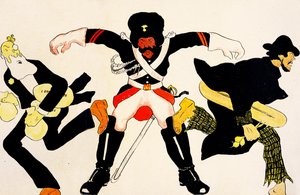 A belga tiszt megpróbálja megakadályozni, hogy II. Lipót pénzt lopjon, és egy paraszt élelmet lopjon, 1904.